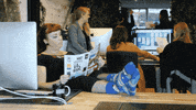 cowsandstars office lazy typing socks GIF