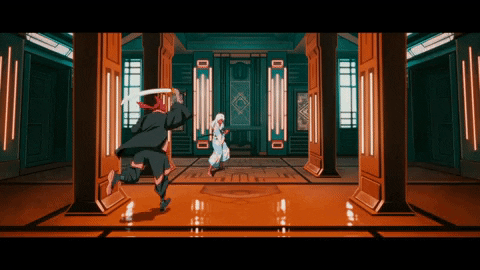 atriumart giphyupload anime fight scene sword fight GIF