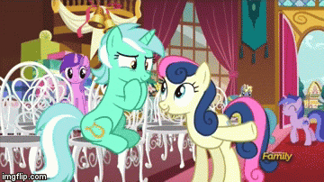 Sally-Finkelstein giphyupload mlp fim lyra and bon bon GIF
