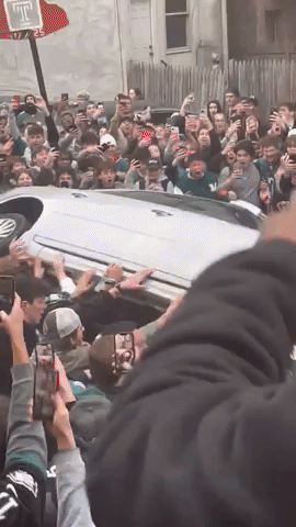 Philadelphia Eagles Fans Flip Car
