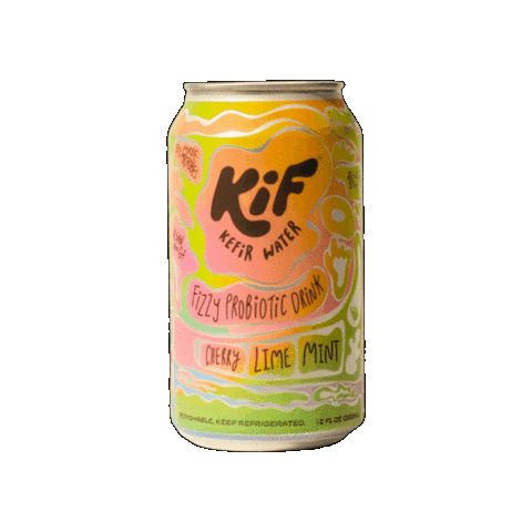 kifkefirwater giphygifmaker kif kif kefir water cherry lime mint Sticker