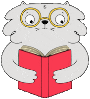 Cat Read Sticker by Rafs Design