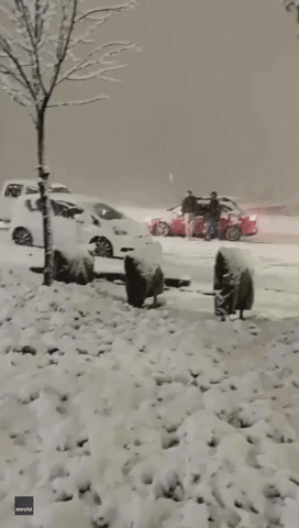 Pickup Slams Into Vehicles During Unusually Heavy Snow Storm in Northern California