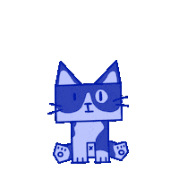 LaPageDeCam happy cat smile blue Sticker