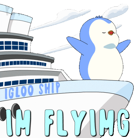 Happy I Believe I Can Fly Sticker by Pudgy Penguins