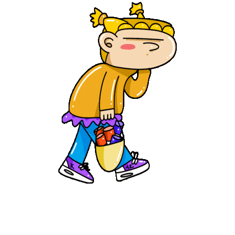 KitsaOnetoo girl jump character walk Sticker