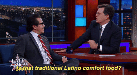john leguizamo is that traditional latino comfort food GIF by The Late Show With Stephen Colbert