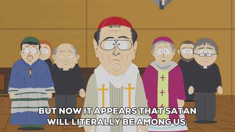 scared priests GIF by South Park 