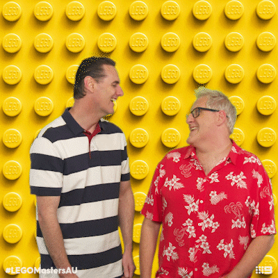 LEGOMastersAU giphyupload lol laugh laughing GIF