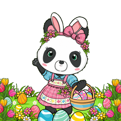 Waving Easter Bunny Sticker by PandaPals