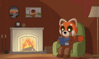 wafflethelittlefox fire reading warm comfy GIF