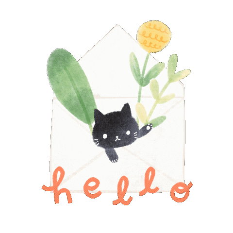 Black Cat Hello Sticker by ameliaharu