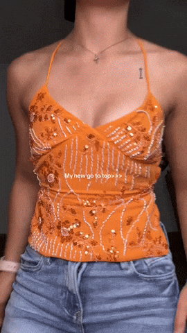 V-neck cami top sparkle effect