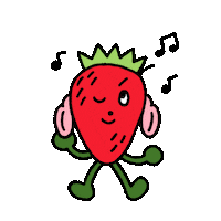 avapom music fruit strawberry headphones Sticker
