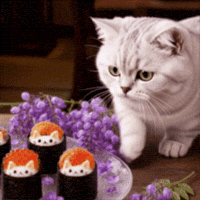 Hungry White Cat GIF