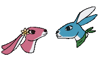 magmaybooks pink rabbit pink patsy blue rabbit pink hare Sticker