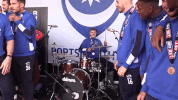 celebration drumming GIF by Portsmouth Football Club