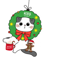 kojiwhite happy cat party christmas GIF