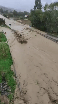 Flash Flooding Turns Road Into River as Storms Hit Sicily