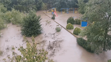 Vehicles Semi-Submerged in Bulgaria Flooding
