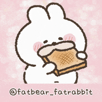 fatbear_fatrabbit happy pink eat rabbit GIF