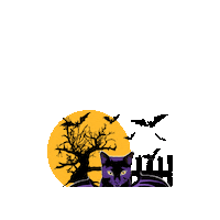 MrsCopyCat halloween black cat bats full moon Sticker