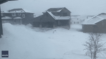 Heavy Snow Takes Over Streets in Nebraska Neighborhood