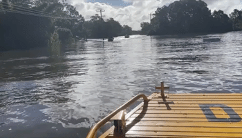 Local Navigates Deep Floodwater in North New South Wales