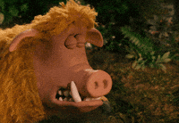 aardman look point nervous caveman GIF