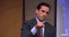The Office gif. Standing in the conference room, Steve Carell as Michael points a finger at two different people and says, “Boom, boom!”
