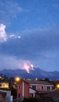 Lava From Mount Etna Glows in Early Morning Hours