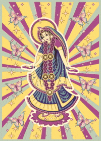 GundicaArt retro india goddess holi GIF