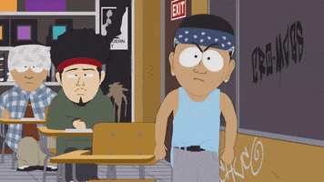 high school classroom two sitting teenagers GIF by South Park 