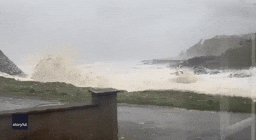 Sea Foam Sprays Scottish Home During Storm Babet
