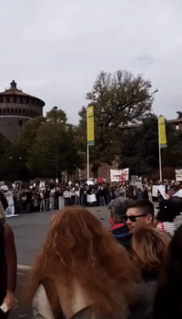 Protesters in Milan Rally for Iranian Women's Rights