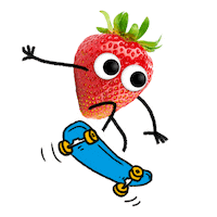 Skateboard Erdbeere Sticker by Freche Freunde