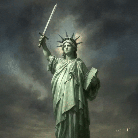 Statue Of Liberty Fight GIF by Maryanne Chisholm - MCArtist