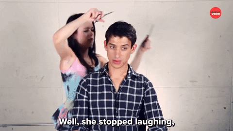 Haircut Laughing GIF by BuzzFeed