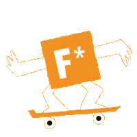 FacademybyFanta orange skate skating academy Sticker