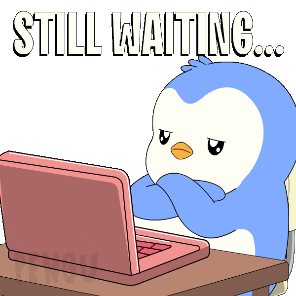 Still Waiting Penguin Sticker by Pudgy Penguins