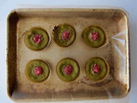 alliemyers giphygifmaker matcha rhubarb cupcake GIF