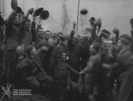 NationalWWIMuseum celebration black and white cheering military GIF