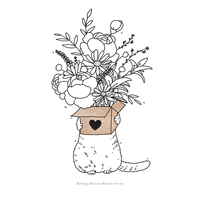 bugthecardboardcat love cat flower gift GIF