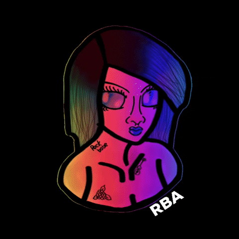 rainy_blue_alien girl cool rainbow retro GIF