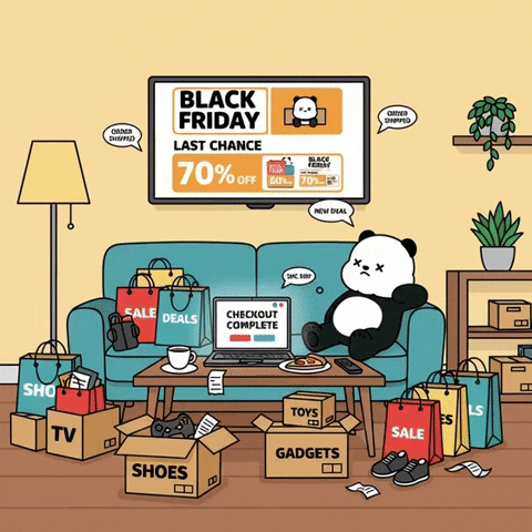 Black Friday Online Shopping GIF by Kanpai Pandas