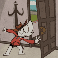 iconic_cone hat door leaving dan GIF