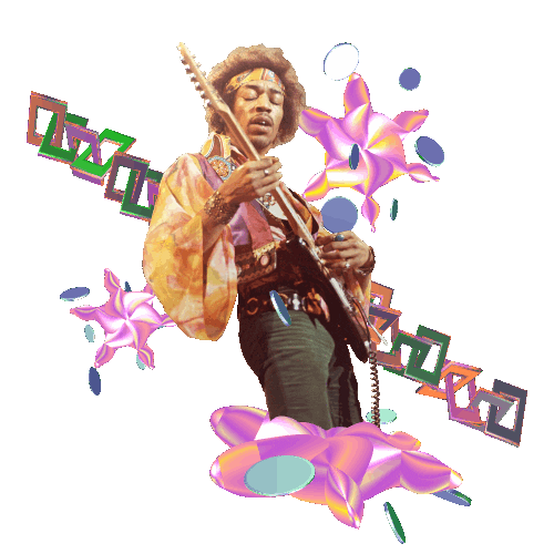 Jimi Hendrix Guitar Sticker by Matt Osio