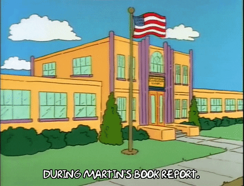 season 2 a flag waives at sprinfield elementary over opening credits GIF