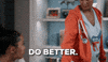 TV gif. Tracee Ellis Ross as Rainbow in Blackish. She walks away from the dining table while pointing at someone who's sitting down and says, "Do better."