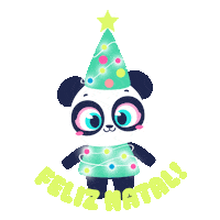 Feliz Natal Panda Sticker by Mundo Puket